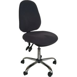   ESD szék, sötétszürke vezetőképes szövettel, vezetőképes háttámlával és görgőkkel