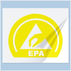 Etikett, EPA logo, PVC, 20x16 mm, sárga 25db/ív