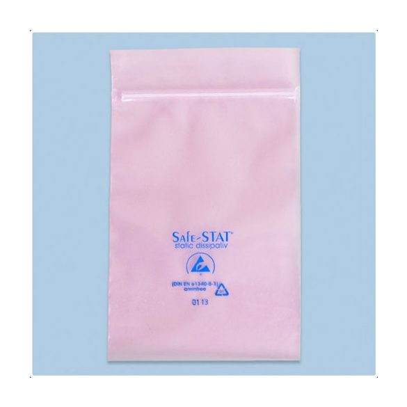 Rózsaszín antisztatikus visszazárható zacskó (100 db./csomag)