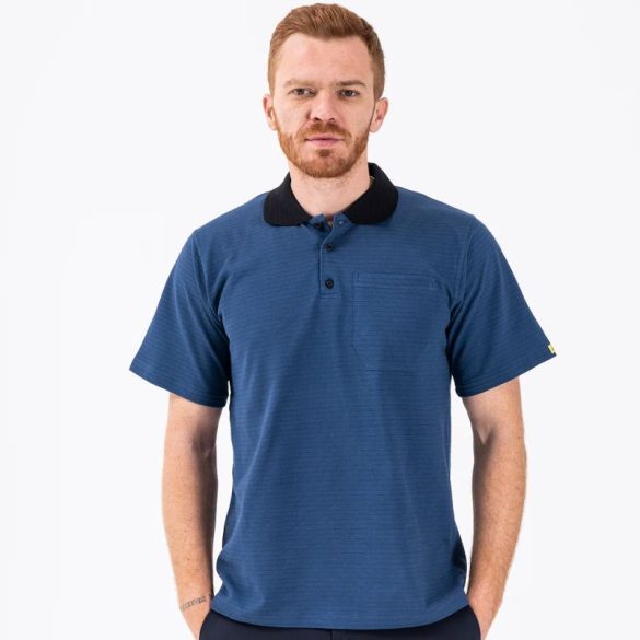 T-shirt, ESD, dark blue, short sleeve, round neck with collar 2XL