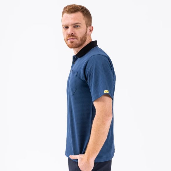 T-shirt, ESD, dark blue, short sleeve, round neck with collar 3XL