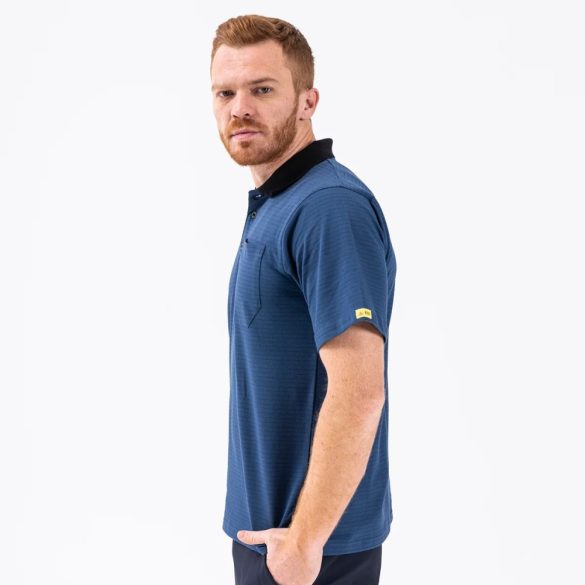 T-shirt, ESD, dark blue, short sleeve, with collar M