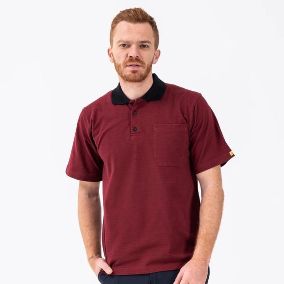 T-shirt, ESD, burgundy, short sleeve, with collar L