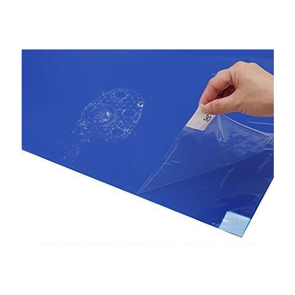 ESD adhesive foil mats, STICKY-MAT, blue, 600 x 900 mm. 30 layers, 10 mats/box